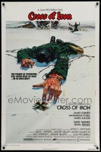 9p230 CROSS OF IRON 1sh '77 Sam Peckinpah, Tanenbaum art of fallen World War II Nazi soldier!