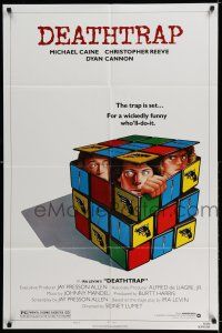 9p243 DEATHTRAP style B 1sh '82 art of Chris Reeve, Michael Caine & Dyan Cannon in Rubik's Cube!