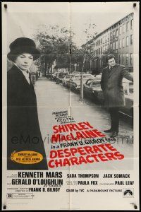 9p251 DESPERATE CHARACTERS 1sh '71 close-up of Shirley MacLaine & Kenneth Mars on street!