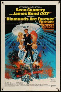 9p256 DIAMONDS ARE FOREVER 1sh '71 art of Sean Connery as James Bond 007 by Robert McGinnis!