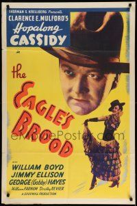 9p273 EAGLE'S BROOD 1sh R46 William Boyd as Hopalong Cassidy + sexy full-length senorita!