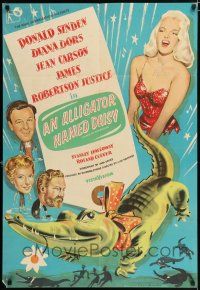 9p038 ALLIGATOR NAMED DAISY English 1sh '57 artwork of sexy Diana Dors in skimpy outfit!