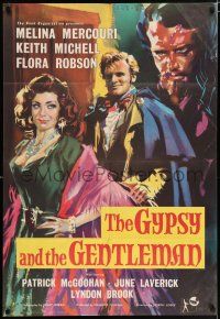 9p374 GYPSY & THE GENTLEMAN English 1sh '58 art of Melina Mercouri, directed by Joseph Losey!