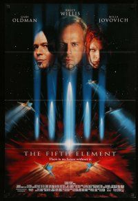 9p306 FIFTH ELEMENT DS 1sh '97 Bruce Willis, Milla Jovovich, Oldman, directed by Luc Besson!
