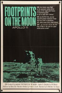 9p324 FOOTPRINTS ON THE MOON 1sh '69 the real story of Apollo 11, cool image of moon landing!