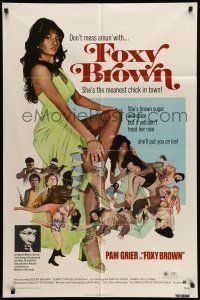 9p333 FOXY BROWN 1sh '74 don't mess with Pam Grier, meanest chick in town, she'll put you on ice!