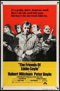 9p337 FRIENDS OF EDDIE COYLE 1sh '73 Robert Mitchum lives in a grubby, violent, dangerous world!