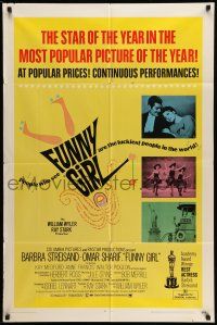 9p346 FUNNY GIRL awards 1sh '69 Barbra Streisand, Omar Sharif, directed by William Wyler!
