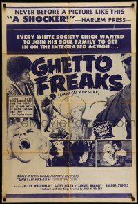9p352 GHETTO FREAKS 1sh '70 white society chicks wanted to join soul family, cool purple design!