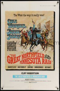 9p369 GREAT NORTHFIELD MINNESOTA RAID 1sh '72 cool artwork of wild west outlaws!