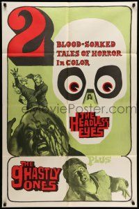 9p379 HEADLESS EYES/GHASTLY ONES 1sh '70s cool gory horror art and images from the double bill!