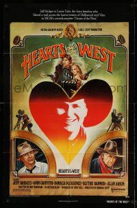 9p380 HEARTS OF THE WEST style A 1sh '75 art of Hollywood cowboy Jeff Bridges by Richard Hess!