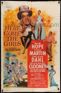 9p383 HERE COME THE GIRLS 1sh '53 Bob Hope, Tony Martin & most beautiful showgirls!