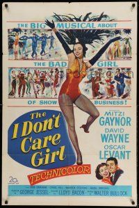 9p396 I DON'T CARE GIRL 1sh '52 great full-length art of sexy showgirl Mitzi Gaynor!