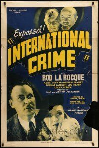 9p411 INTERNATIONAL CRIME 1sh '38 directed by Charles Lamont, Rod La Rocque, Astrid Allwyn!
