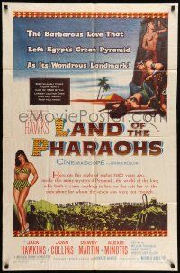 9p470 LAND OF THE PHARAOHS 1sh '55 sexy Egyptian Joan Collins, Howard Hawks!
