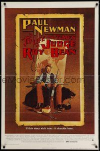 9p483 LIFE & TIMES OF JUDGE ROY BEAN 1sh '72 John Huston, art of Paul Newman by Richard Amsel!