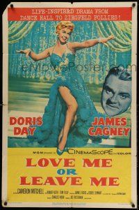 9p496 LOVE ME OR LEAVE ME 1sh '55 full-length sexy Doris Day as famed Ruth Etting, James Cagney!