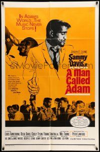 9p513 MAN CALLED ADAM 1sh '66 great images of Sammy Davis Jr. + Louis Armstrong playing trumpet!