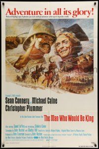 9p519 MAN WHO WOULD BE KING 1sh '75 art of Sean Connery & Michael Caine by Tom Jung!