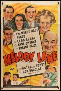 9p536 MELODY LANE 1sh '41 The Merry Macs, Baby Sandy, Leon Erroll, Anne Gwynne, Robert Paige