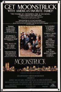 9p552 MOONSTRUCK style C 1sh '87 Nicholas Cage, Olympia Dukakis, Cher, great cast portrait!