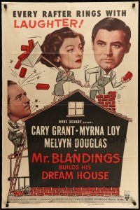 9p555 MR. BLANDINGS BUILDS HIS DREAM HOUSE 1sh R54 Cary Grant, Myrna Loy & Melvyn Douglas!