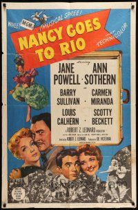 9p575 NANCY GOES TO RIO 1sh '50 Jane Powell, Ann Sothern, Barry Sullivan, Carmen Miranda