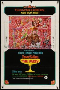 9p622 PARTY style B 1sh '68 Peter Sellers, Blake Edwards, great art by Jack Davis!