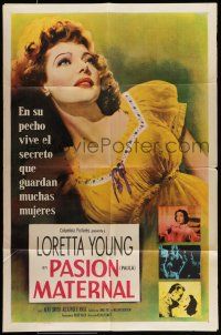 9p625 PAULA Spanish/U.S. export 1sh '52 Kent Smith romances pretty Loretta Young!