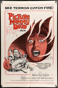 9p632 PICTURE MOMMY DEAD 1sh '66 see terror catch fire through a child's eyes, cool art!