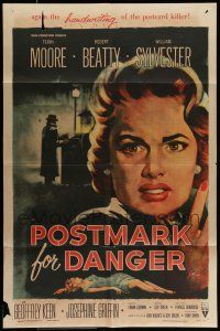 9p643 POSTMARK FOR DANGER 1sh '56 Terry Moore is hunted by the postcard killer!