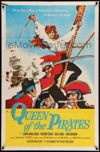 9p658 QUEEN OF THE PIRATES 1sh '61 sexy Italian temptress Gianna Maria Canale as swashbuckler!