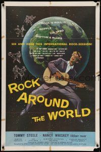 9p687 ROCK AROUND THE WORLD 1sh '57 early rock & roll, great artwork of Tommy Steele!