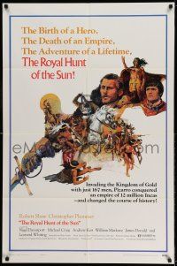 9p693 ROYAL HUNT OF THE SUN style B 1sh '69 Christopher Plummer, art of Robert Shaw as conquistador!