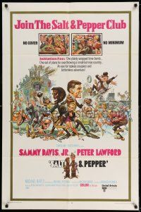 9p705 SALT & PEPPER 1sh '68 great artwork of Sammy Davis & Peter Lawford by Jack Davis!