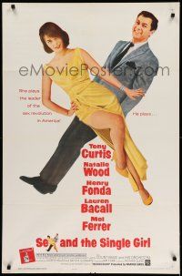9p732 SEX & THE SINGLE GIRL 1sh '65 great full-length image of Tony Curtis & sexiest Natalie Wood!