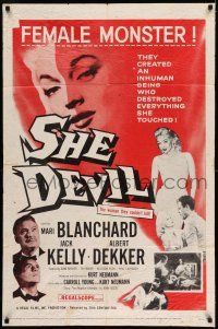 9p737 SHE DEVIL 1sh '57 sexy inhuman female monster who destroyed everything she touched!