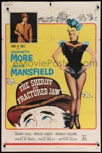 9p738 SHERIFF OF FRACTURED JAW 1sh '59 sexy burlesque Jayne Mansfield, sheriff Kenneth More!