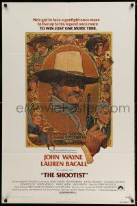 9p742 SHOOTIST 1sh '76 best Richard Amsel artwork of cowboy John Wayne & cast!