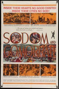 9p766 SODOM & GOMORRAH 1sh '63 Robert Aldrich, Pier Angeli, wild art of sinful cities!