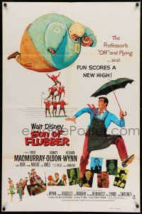 9p770 SON OF FLUBBER 1sh R74 Walt Disney, art of absent-minded professor Fred MacMurray!