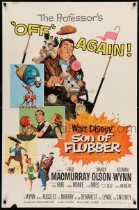 9p771 SON OF FLUBBER style A 1sh '63 Walt Disney, art of absent-minded professor Fred MacMurray!