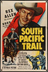 9p776 SOUTH PACIFIC TRAIL 1sh '52 Arizona Cowboy Rex Allen & Koko, Miracle Horse of the Movies!
