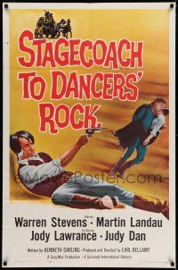 9p784 STAGECOACH TO DANCERS' ROCK 1sh '62 artwork of cowboys Martin Landau & Warren Stevens!