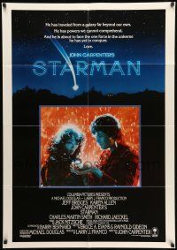 9p786 STARMAN int'l 1sh '84 John Carpenter, alien Jeff Bridges & Karen Allen standing in snowfall!