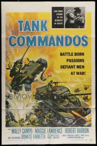 9p820 TANK COMMANDOS 1sh '59 AIP, really cool WWII artwork of tanks in battle!