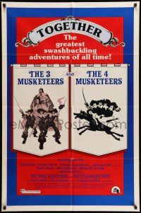 9p853 THREE MUSKETEERS/FOUR MUSKETEERS 1sh '76 swashbuckling adventure double-feature!