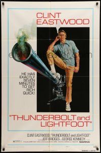 9p861 THUNDERBOLT & LIGHTFOOT style C 1sh '74 artwork of Clint Eastwood with HUGE gun by McGinnis!