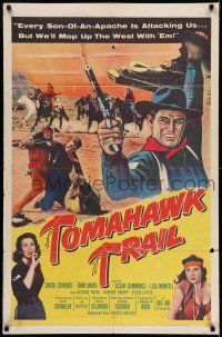 9p879 TOMAHAWK TRAIL 1sh '57 Chuck Connors, John Smith, western!